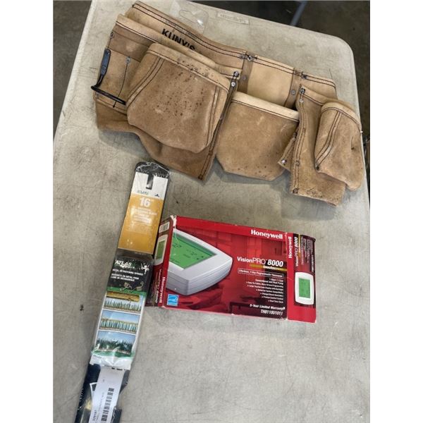 HONEYWELL THERMOSTAT, NEW DETHATCHING BLAD, AND TOOL BELT
