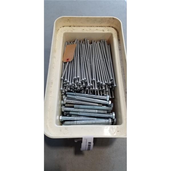 APPROX 200 8 INCH STRUCTURAL SCREWS AND BOLTS