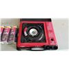 Image 2 : PORTER CABLE STOVE TOP AND 4 NEW HI SUN BUTANE GAS CARTRIDGES