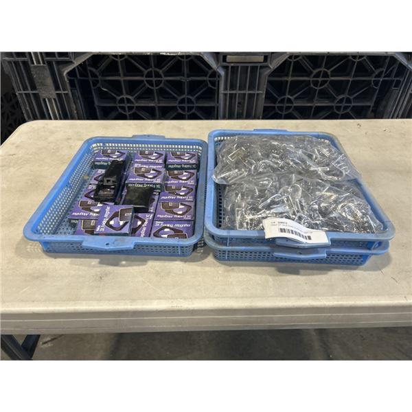 TRAY OF NEW SNAP CLIPS AND TRAY OF SMALL MAGNIFIERS