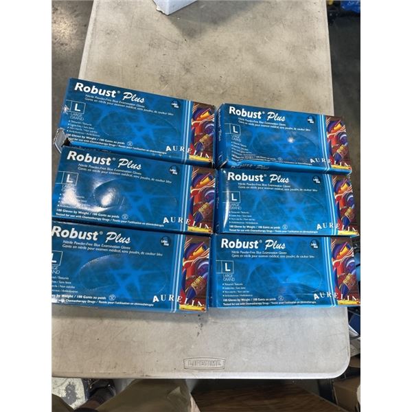 6 BOXES ROBUST SIZE LARGE NITRILE GLOVES