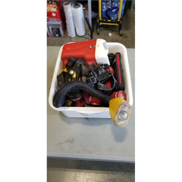 ASSORTED FLASHLIGHTS AND HEADLIGHTS, SOME LED