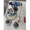 Image 1 : MAKITA DRILL, ROTOZIP SPIRAL SAW, MASTERCRAFT BLADES, AND SHEARS