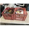 Image 1 : 2 CRATES OF SAFETY MASKS, WIRE, CAUTION TAPE AND MORE