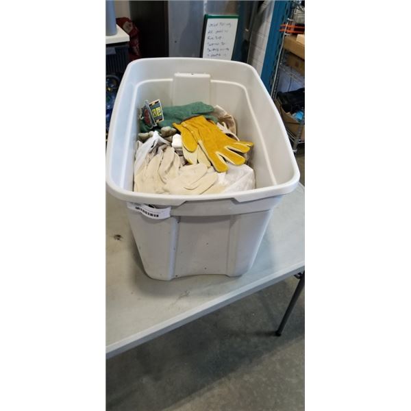 BIN OF ASSORTED NEW WORK GLOVES