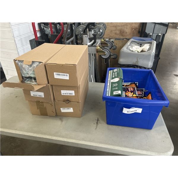 LED LIGHT BULBS, HAND WARMERS AND 6 METAL BATHROOM ORGANIZER BINS / CADDIES