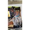 Image 3 : TRAY OF TOOLS INCLUDING RATCHET SET, DRAIN SNAKES, ELECTRICAL WIRE ETC