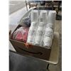 Image 2 : BOX OF AMAZON OVERSTOCK INCLUDING SYTROFOAM CUPS, 60 INCHES X 16 FEET BURLAP FABRIC, STUFFED ANIMAL,