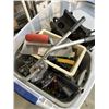 Image 3 : TOTE OF ASSORTED PAINT ANDTILE SUPPLIES INCLUDING TILE CUTTER