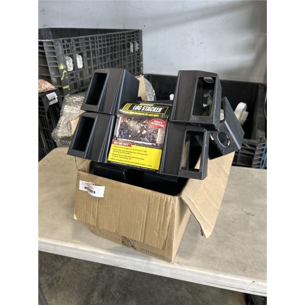 BOX OF PLASTIC LOG STACKERS