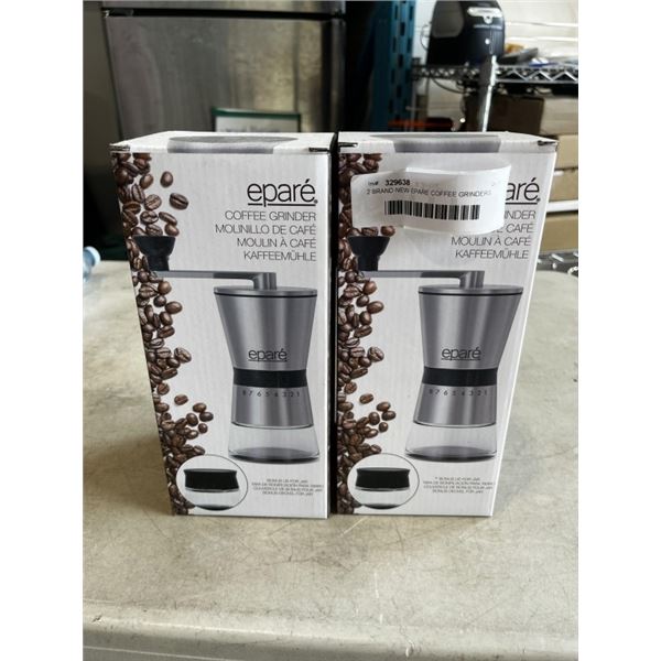 2 BRAND NEW EPARE COFFEE GRINDERS W/ BEAN STORAGE