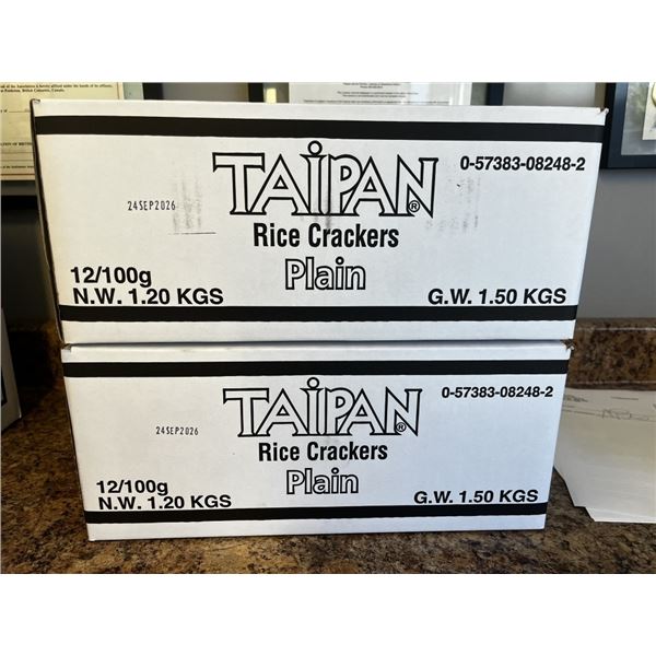 2 CASES OF TAIPAN PLAIN RICE CRACKERS BEST BEFORE SEPT 24/26 12 PACKS PER CASE