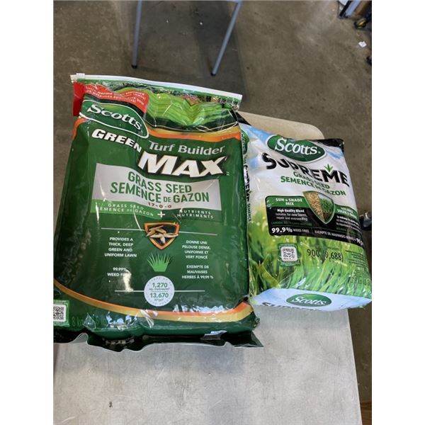 2 BAGS OF SCOTTS SUPREME GRASS SEED AND GREEN MAX LAWN SEED