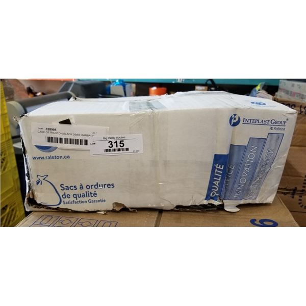 CASE OF RALSTON BLACK 35x50 GARBAGE BAGS