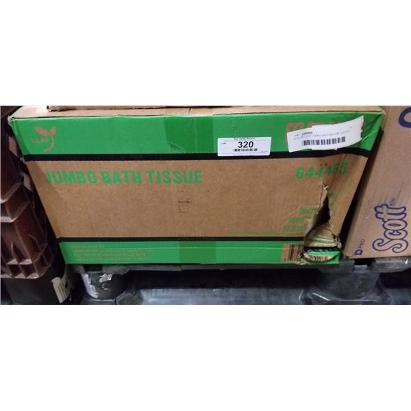 BOX OF LEAF JUMBO BATHROOM TISSUE - 12 ROLLS OF 1000, 2 PLY WHITE