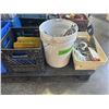 Image 1 : 3 CRATES / BUCKETS OF ASSORTED HEAVY DUTY HARDWARE, REDI ROD, AND MORE