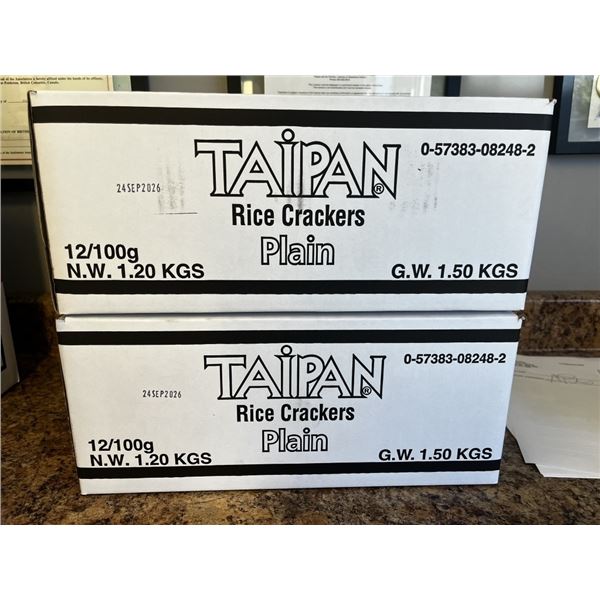 2 CASES OF TAIPAN PLAIN RICE CRACKERS BEST BEFORE SEPT 24/26 12 PACKS PER CASE