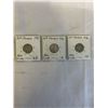 Image 1 : 3 CANADIAN 10 CENTS KING GEORGE V LOW MINTAGE .800 SILVER