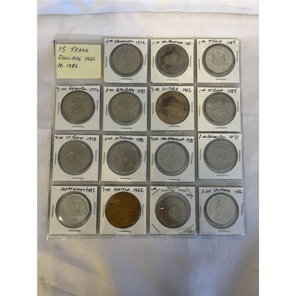 15 TRADE DOLLARS 1962-1986