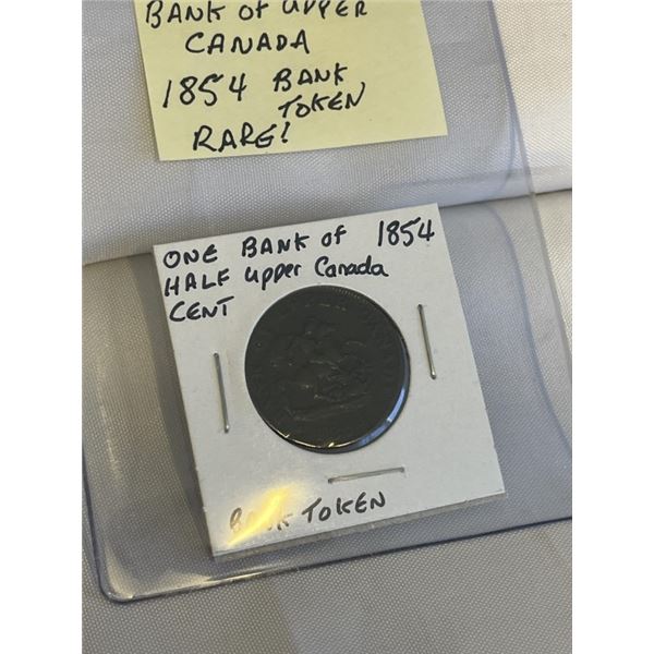 1854 ONE HALF CENT BANK OF UPPER CANADIAN RARE BANK TOKEN
