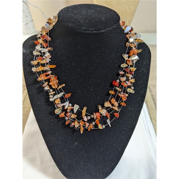 4 STRAND CARNELIAN STONES CHOKER NECKLACE