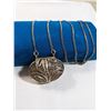 Image 1 : HAND CRAFTED SILVER FILLGREE PURSE PENDANT W/ LONG CHAIN NECKLACE