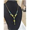 Image 1 : VINTAGE CONFETTI CELLULOID STONES AND BLUE RHINESTONES NECKLACE
