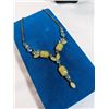 Image 3 : VINTAGE CONFETTI CELLULOID STONES AND BLUE RHINESTONES NECKLACE