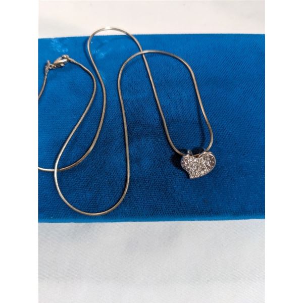 925 STERLING SILVER ITALY SNAKE SKIN CHAIN W/ 925 STERLING SILVER AND STONES PENDANT NECKLACE