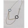 Image 1 : 925 STERLING SILVER W/ BLUE AND BLACK ENAMEL LINKS NECKLACE 26" LENGTH
