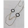 Image 2 : 925 STERLING SILVER W/ BLUE AND BLACK ENAMEL LINKS NECKLACE 26" LENGTH