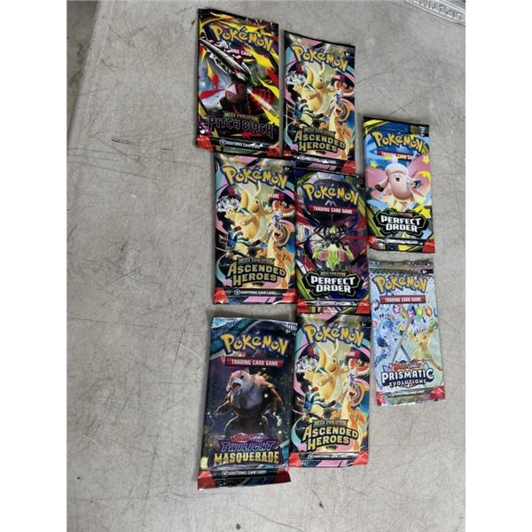 8 OPENED PACKS OF POKEMON CARDS