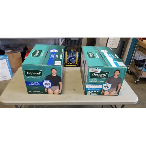 2 CASES MENS XL DEPENDS UNDERWEAR