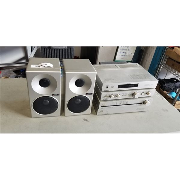 PAIR OF TECHNICS SPEAKERS AND 4 RECEIVER POWER SUPPLIES