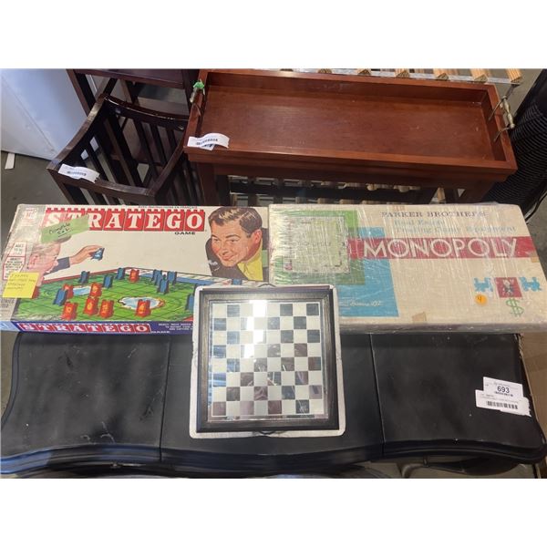 3 GAMES, MAGNETIC CHESS, STRATEGO AND MONOPOLY
