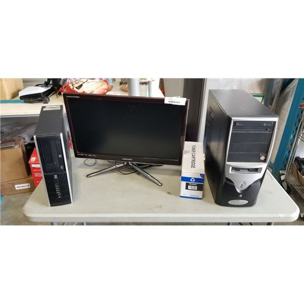 2 COMPUTERS AND MONITOR