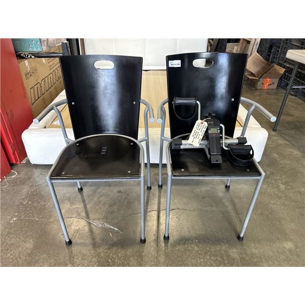 2 STACKING ARMCHAIRS AND UNDER DESK EXERCISER