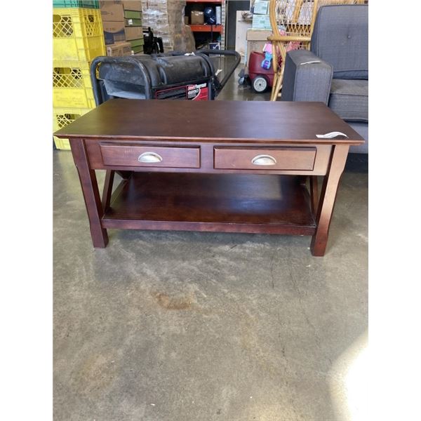 WOOD COFFEE TABLE W/ STORAGE DRAWERS