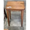 Image 3 : WOOD SIDE TABLE, FOOT STOOL, AND LEATHE BAR STOOL