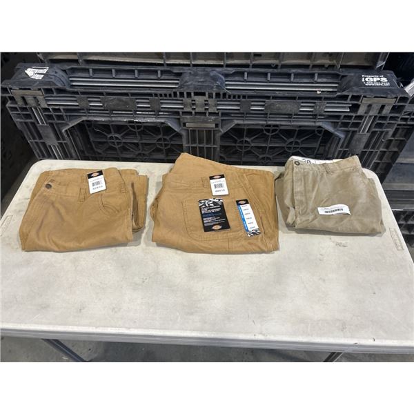 3 PAIRS NEW DICKIES AND IZOD SHORTS - SIZE 44, 42, AND 38