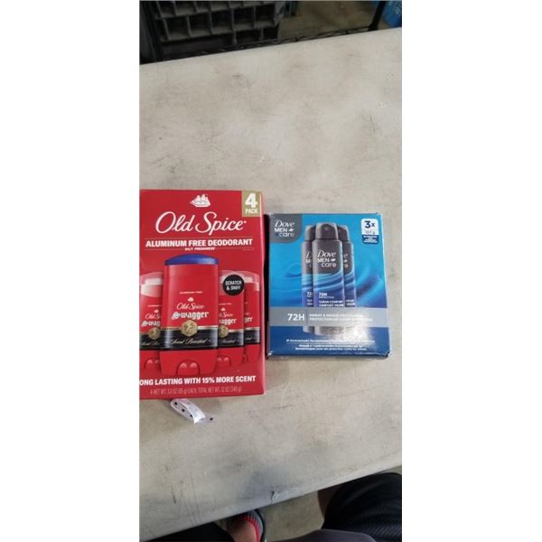 OLD SPICE 4 PACK DEODORANT AND DOVE MEN CARE 3 PACK DEODORANT
