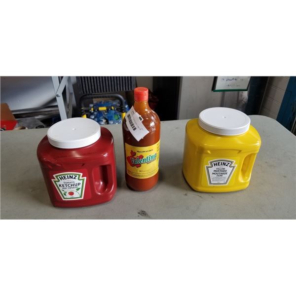 1LTR VALENTINA HOT SAUCE AND 2.84LTR OF KETCHUP AND MUSTARD