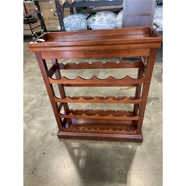 WOODEN WINE BOTTLE HOLDER W/ REMOVEABLE TRAY
