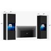 Image 2 : NEW 2PK FLOATING SHELF MEDIA CABINETS GLOSSY BLACK FINISH W/ LED LIGHTS