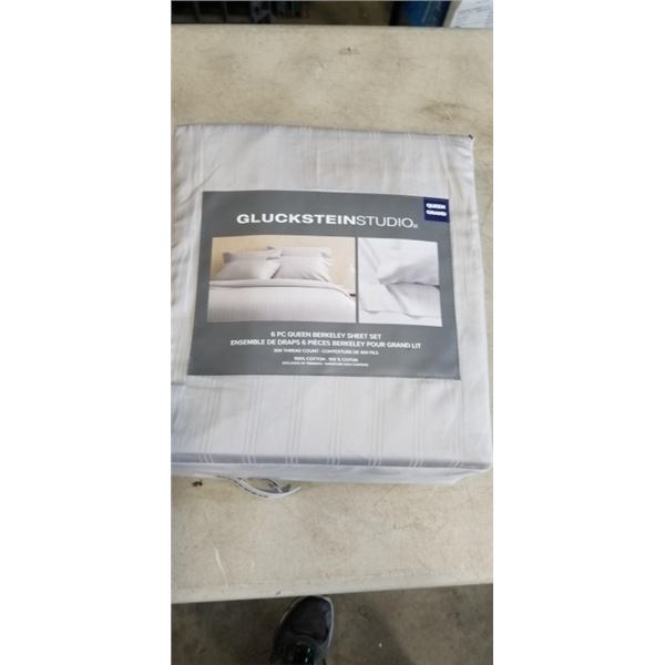 NEW GLUCKSTEINSTUDIO 6 PC QUEEN BERKELEY SHEET SET.