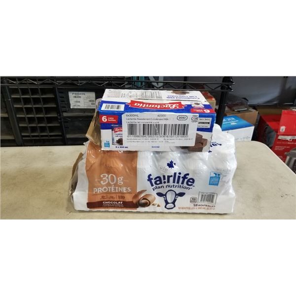CASE OF  LACTANTIA SWEETENED CONDENSED MILK (EXP MAY 2028 AND PARTIAL CASE OF FAIRLIFE CHOCOLATE MIL