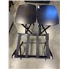 Image 1 : 2 BLACK WOODEN FOLDING TV STANDS AND LUGGAGE HOLDER