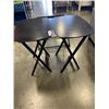Image 2 : 2 BLACK WOODEN FOLDING TV STANDS AND LUGGAGE HOLDER