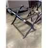 Image 3 : 2 BLACK WOODEN FOLDING TV STANDS AND LUGGAGE HOLDER
