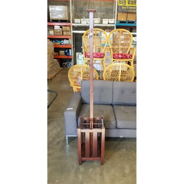 WOODEN COAT HOOK W/ UMBRELLA HOLDER